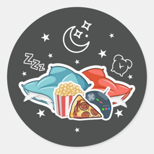 Sleepover Boy Sticker - Slumber Party Sticker (Voorkant)