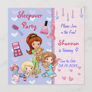 Sleepover Friends Slumber Verjaardagsfeest Save The Date