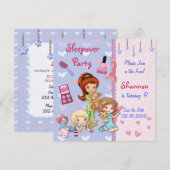 Sleepover Friends Slumber Verjaardagsfeest Save The Date (Voorkant / Achterkant)