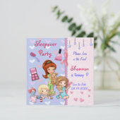 Sleepover Friends Slumber Verjaardagsfeest Save The Date (Staand voorkant)