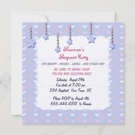 Sleepover Friends Slumber Verjaardagsfeest Save The Date (Achterkant)