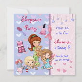 Sleepover Friends Slumber Verjaardagsfeest Save The Date (Voorkant)