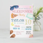 Sleepover Meisje Slumber Feest Verjaardag Uitnodig Kaart (Staand voorkant)