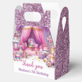 Sleepover Meisje Verjaardag Custom Roze Paarse Gou Bedankdoosjes (Geopend)