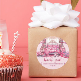 Sleepover Meisje Verjaardag Gepersonaliseerd Dank  Ronde Sticker