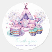 Sleepover Meisje Verjaardag Gepersonaliseerd Dank  Ronde Sticker (Voorkant)