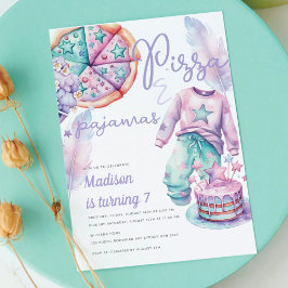 Sleepover Meisje Verjaardag Pizza & Pyjama Kaart