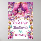 Sleepover Meisje Verjaardag Welkom Roze Paarse Gou Poster (Voorkant)