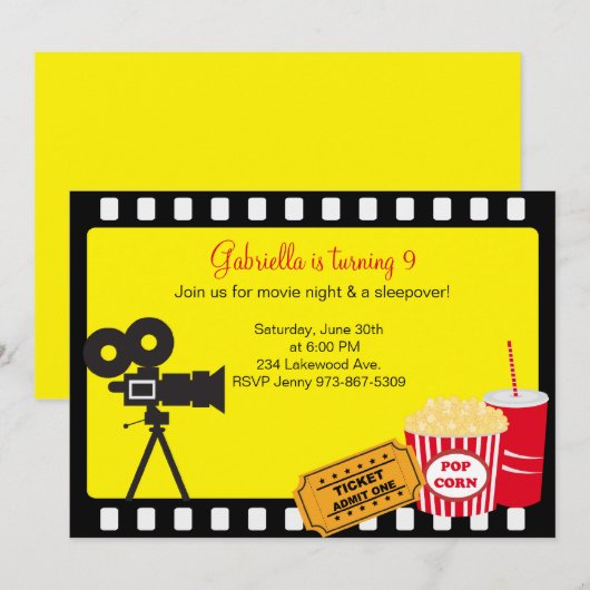 Sleepover/Movie Night Invision Kaart (Voorkant / Achterkant)