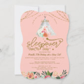 Sleepover onder de sterren Tepee Pink Gold Birthda Kaart (Voorkant)