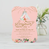 Sleepover onder de sterren Tepee Pink Gold Birthda Kaart (Staand voorkant)