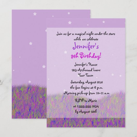 Sleepover onder de sterrenoorlog - Paars Kaart (Voorkant / Achterkant)