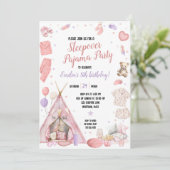 Sleepover Pajama Birthday Party Kaart (Staand voorkant)