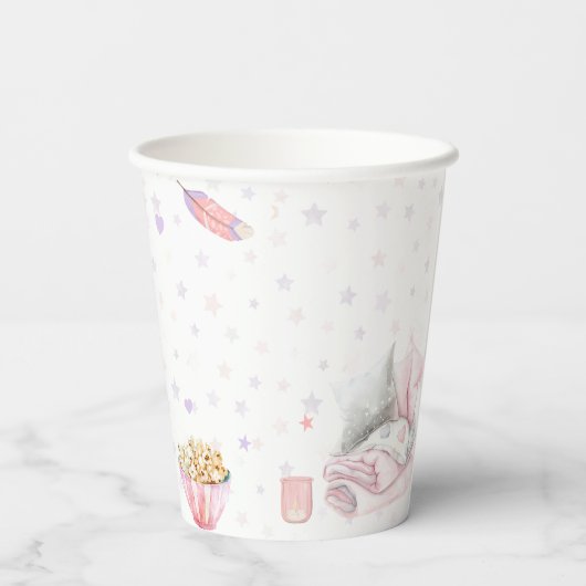 Sleepover Pajama Birthday Party Papieren Bekers (Achterkant)