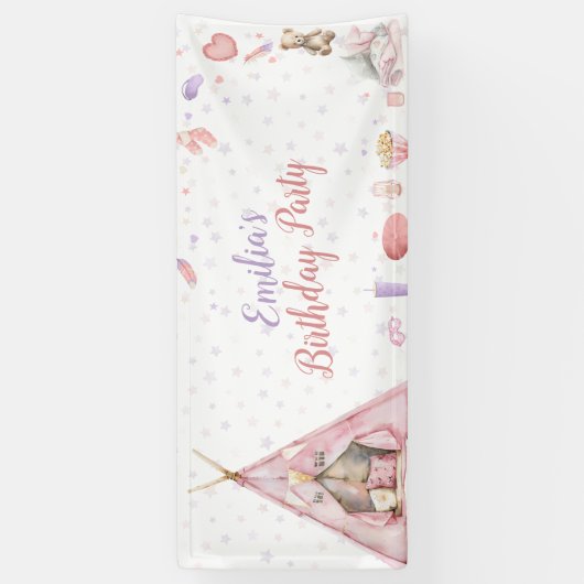 Sleepover Pajama Birthday Party Spandoek (Verticaal)