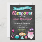Sleepover Pajama Slumber Party Chalkboard Kaart (Voorkant)
