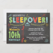 Sleepover Party, Chalkboard en Vette kleuren Kaart (Voorkant)