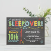Sleepover Party, Chalkboard en Vette kleuren Kaart (Staand voorkant)