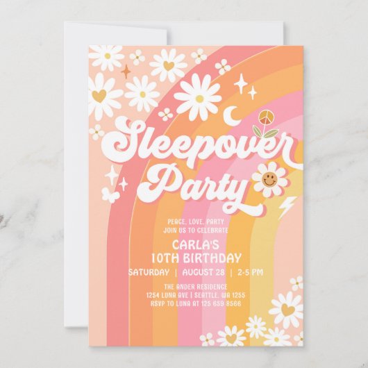 Sleepover Party Daisy Retro Hippie Verjaardag Kaart (Voorkant)