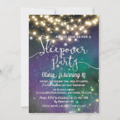 Sleepover Party Galaxy Blue Paarse Sterren Verjaar Kaart (Voorkant)