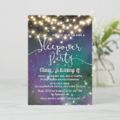 Sleepover Party Galaxy Blue Paarse Sterren Verjaar Kaart (Staand voorkant)
