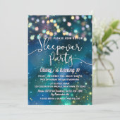 Sleepover Party Galaxy String Lights Blauwe Verjaa Kaart (Staand voorkant)