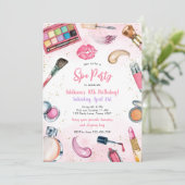Sleepover Party Girl Spa Pink Birthday Invitation Kaart (Staand voorkant)