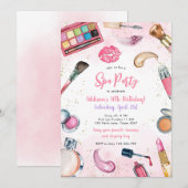 Sleepover Party Girl Spa Pink Birthday Invitation Kaart (Voorkant / Achterkant)