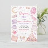 Sleepover Party Girl Spa Pink Birthday Invitation Kaart (Staand voorkant)