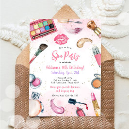 Sleepover Party Girl Spa Pink Birthday Invitation Kaart