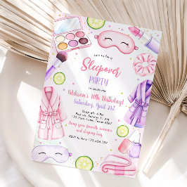 Sleepover Party Girl Spa Pink Birthday Invitation Kaart