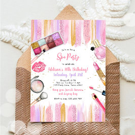 Sleepover Party Girl Spa Pink Birthday Invitation Kaart