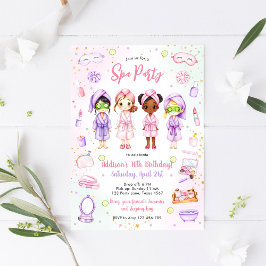Sleepover Party Girl Spa Pink Birthday Invitation Kaart