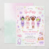 Sleepover Party Girl Spa Pink Birthday Invitation Kaart (Voorkant / Achterkant)