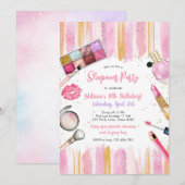 Sleepover Party Girl Spa Pink Birthday Invitation Kaart (Voorkant / Achterkant)