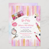 Sleepover Party Girl Spa Pink Birthday Invitation Kaart (Voorkant / Achterkant)