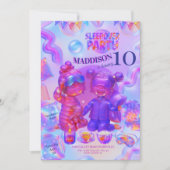 Sleepover Party Invitation | Girl Pajama Birthday Kaart (Voorkant)