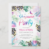 Sleepover Party Leopard Jungle Birthday Invitation Kaart (Voorkant)