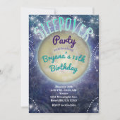 Sleepover Party Maan in de Nacht Sky Uitnodigingen (Voorkant)