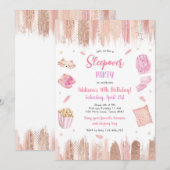 Sleepover Party Spa Makeup Pink Girl Birthday Kaart (Voorkant / Achterkant)