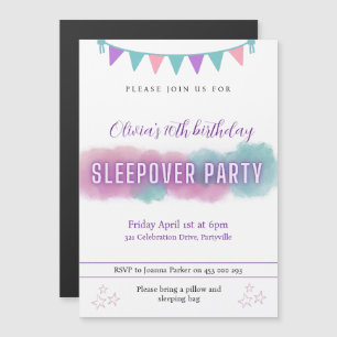 Sleepover Party uitnodiging pastels