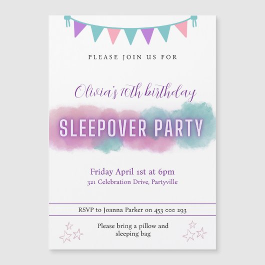 Sleepover Party uitnodiging |  pastels (Voorkant)