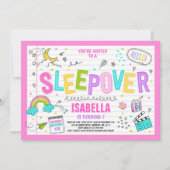 Sleepover Party Uitnodiging Slumber Pajama Party (Voorkant)