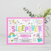 Sleepover Party Uitnodiging Slumber Pajama Party (Staand voorkant)