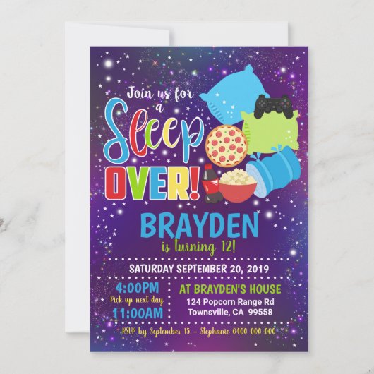 Sleepover Party Uitnodiging Slumber Party Boy (Voorkant)