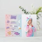 Sleepover Party Verjaardag Slumber Schattige Meisj Kaart (Staand voorkant)