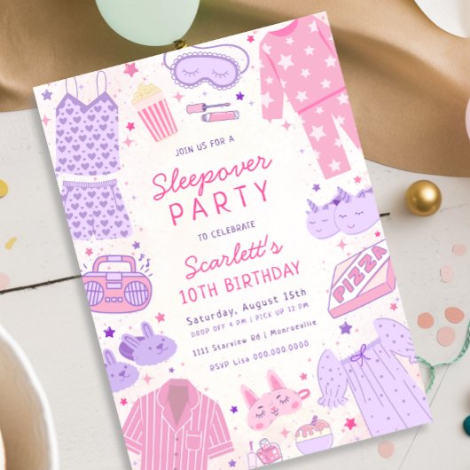 Sleepover Party Verjaardag uitnodiging