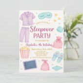 Sleepover Party Verjaardag uitnodiging (Staand voorkant)