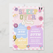 Sleepover Preppy Varsity Patch verjaardagsfeestje Kaart (Voorkant)