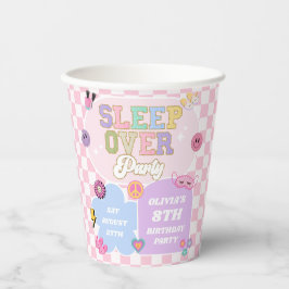 Sleepover Preppy Varsity Patch verjaardagsfeestje Papieren Bekers